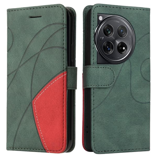 Tekstureret OnePlus 12R læderetui med rem - Grøn Green