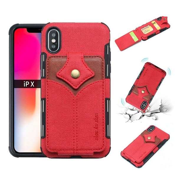 SHOUHUSHEN iPhone Xs Max vaahtera solki nahkainen suojakotelo - Punainen Red