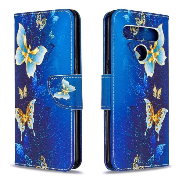 Wonderland LG K61 Etui - Blå og Guld Sommerfugl Multicolor
