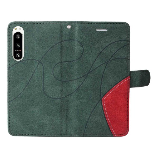 Textured leather case with strap for Sony Xperia 5 IV - Green Green