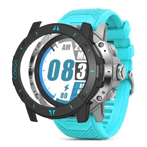 Coros Vertix 2 Kova kotelo ontto reuna Protector Bumper Frame Cover - Musta + Sininen Blue