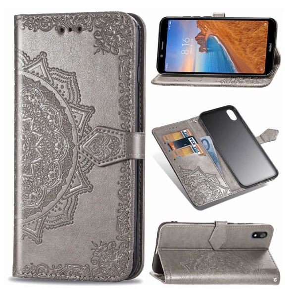 Mandala Xiaomi Redmi 7A Flip kotelot - Harmaa Silver grey