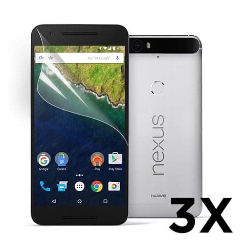 Skjermbeskytter til Google Nexus 6P. 3 Stk. Transparent