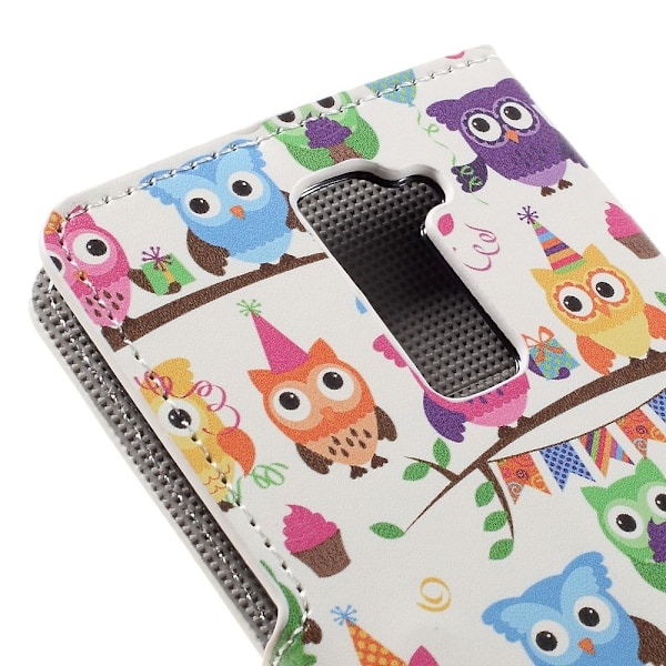 Hagerup LG K10 Nahkakotelo Korttitaskuilla - Pöllö Perhe Multicolor