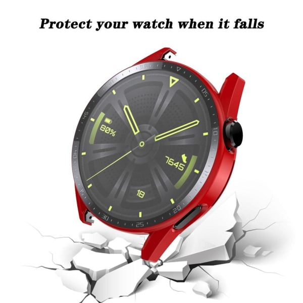 Huawei Watch GT 3 (46mm) matte cover + tempered glass dial plate Röd