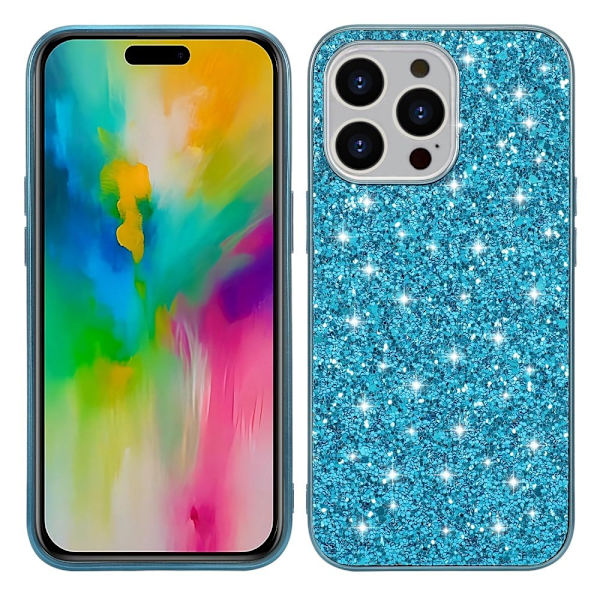 Glitter iPhone 16 Pro skal - Blå Blå