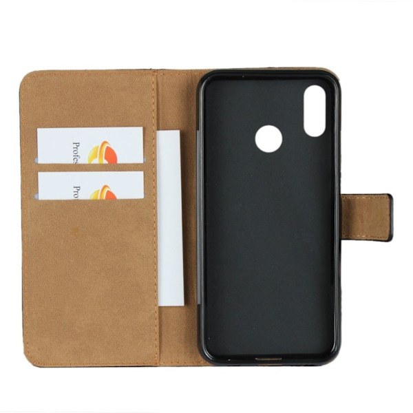 Huawei P20 Lite split læder flip etui - Sort Black