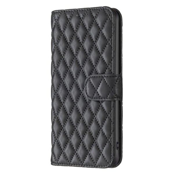 Rhombus pattern matte flip case for Samsung Galaxy A14 - Black Black