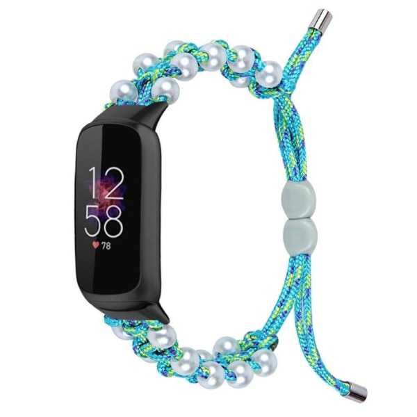 Fitbit Luxe stylish bead themed nylon watch strap - Blue Blå