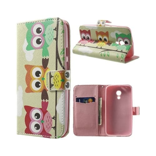 Moberg (Tre ugler) Motorola Moto G2 Lær Flipp Case Multicolor