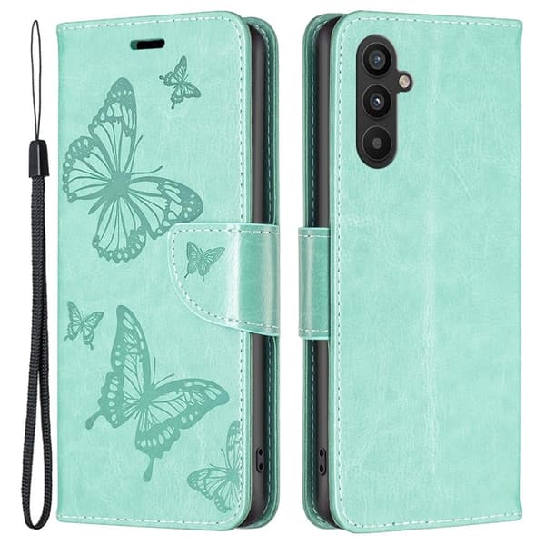 Sommerfugl Samsung Galaxy A34 5G Flip Etui - Grøn Green