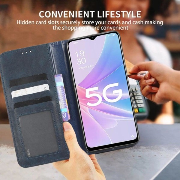 Bofink Vintage Samsung Galaxy A14 Læder Etui - Blå Blue
