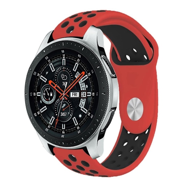 Samsung Galaxy Watch (46mm) erstatnings urrem i silikone med to farvet design - Rød/Sort Multicolor
