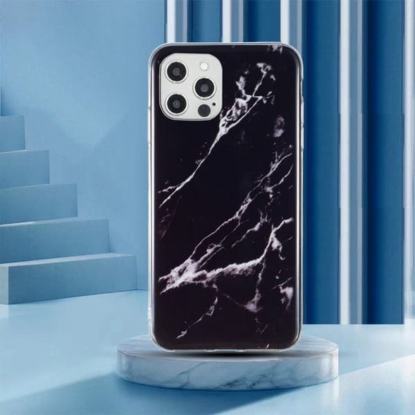 Marble iPhone 12 Pro Max Etui - Svart Black