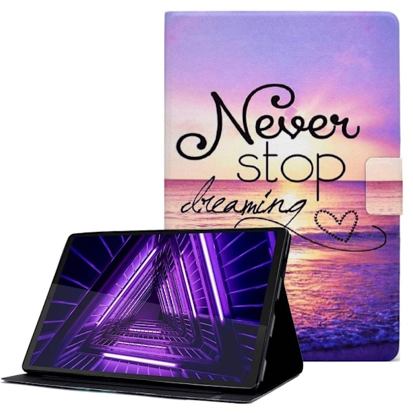 Lenovo Tab M10 Plus (Gen 3) läderfodral med coolt mönster - Sluta Aldrig Drömma Lila