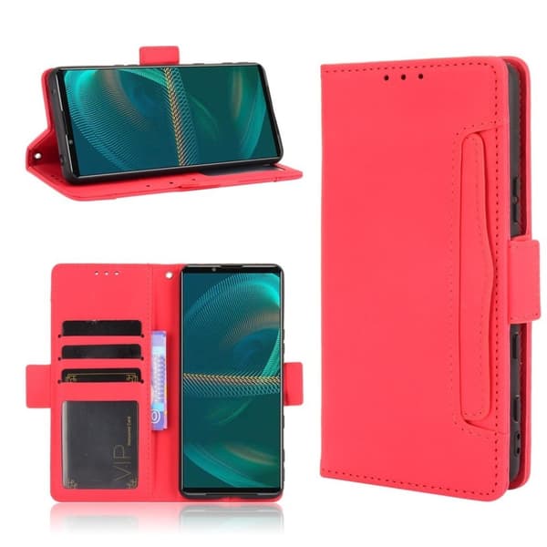 Modern-styled Læder Pung Etui til Sony Xperia 5 Iii - Rød Red