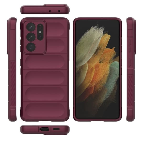Mjukt greppformat Samsung Galaxy S21 Ultra 5G skal - Röd Röd
