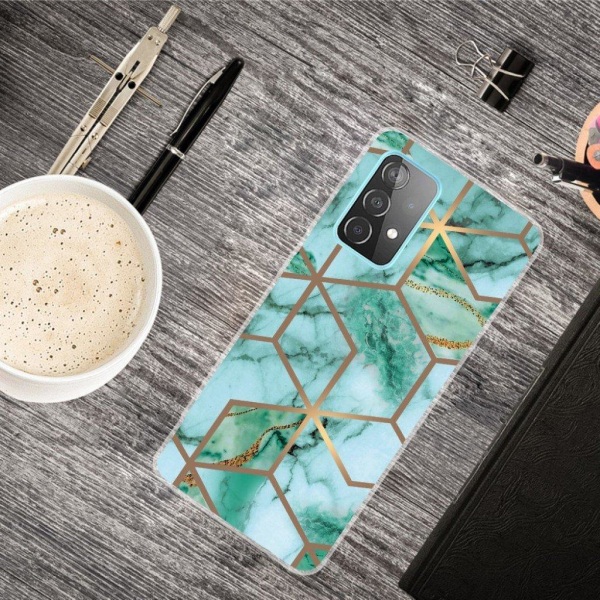 Marble design Samsung Galaxy A32 kotelot - Smaragdi Kuutio Kuvio Green