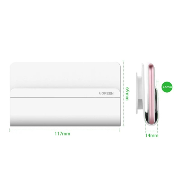 UGREEN seinään kiinnitettävä puhelimen pidike White