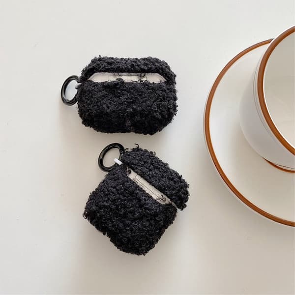 AirPods Pro 2 plysetui med spænde - Sort Black