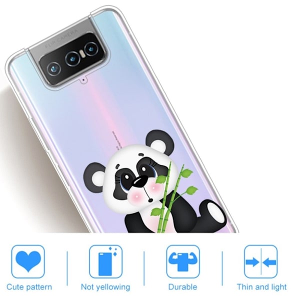 Deco Asus Zenfone 7 Pro skal - Panda Äter Bambu Vit