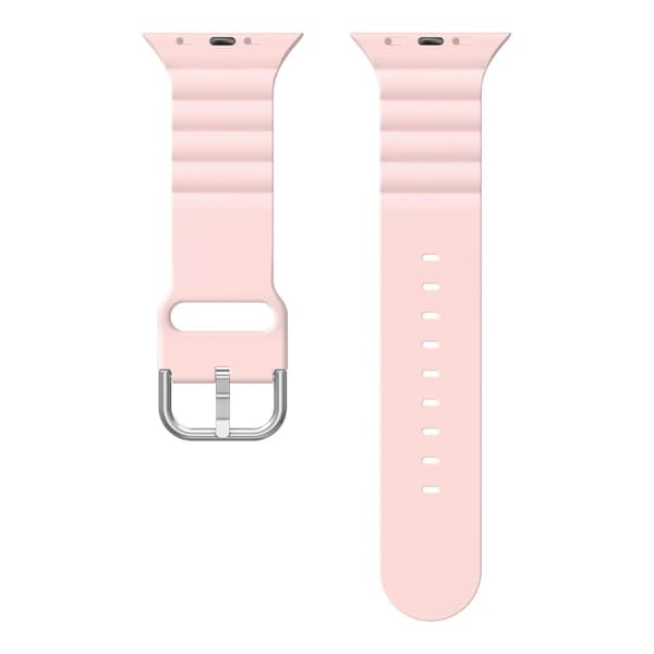 Apple Watch (41mm) vaakasuora raidallinen silikoninen kellonhihna - Vaalea Pinkki Pink