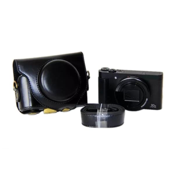 Sony DSC-WX500 PU-lædercover med skulderrem - Sort Black