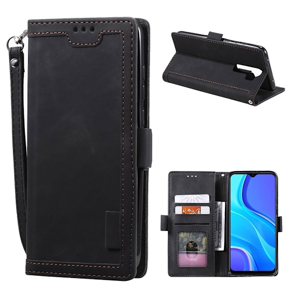 Suburbian läder Xiaomi Redmi 9 fodral - Svart Svart