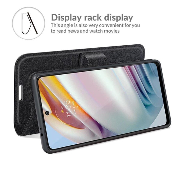 Klassisk Motorola Moto G40 Fusion / Motorola Moto G60 flip etui - Sort Black