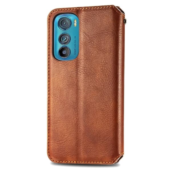 Läder Motorola Edge 30 fodral med romb-design - Brun Brun