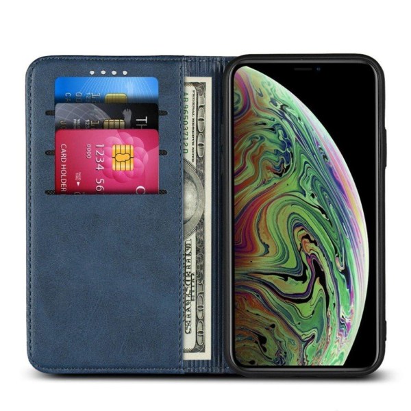 iPhone XS auto-absorberende flip etui i læder - Blå Blue