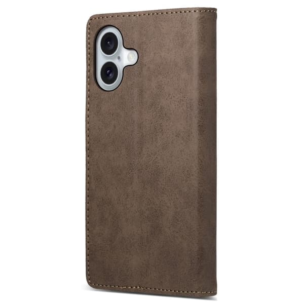 DF-05 iPhone 16-etui Vegansk lær RFID-blokkerende telefondeksel - Brun Brown
