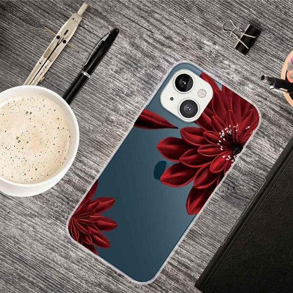 Deco iPhone 14 Plus kotelot - Punainen Kukka Red