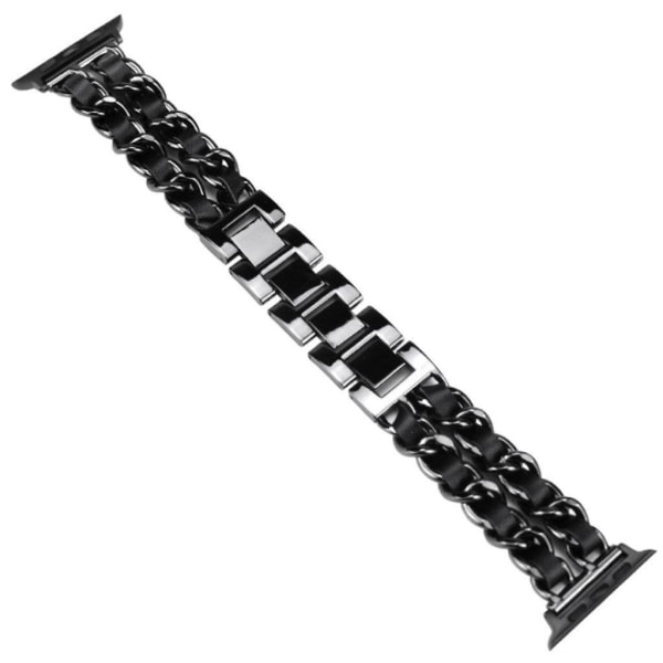 Apple Watch Series 5 40mm elegant patterned watch band - Black Svart