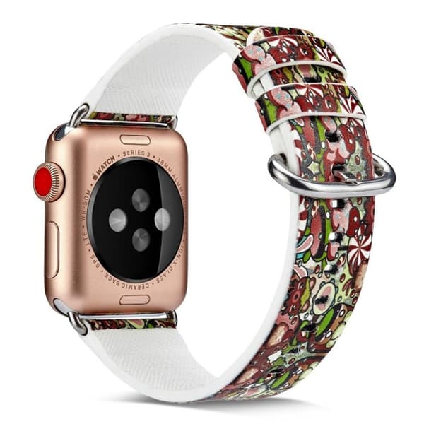 Apple Watch Series 4 40mm utbytbart klock armband av mönstrat äkta läder - Modell L multifärg