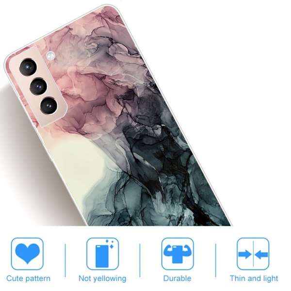 Marble Samsung Galaxy S22 Plus Etui - Rose og Greyish Blå Skyer Multicolor