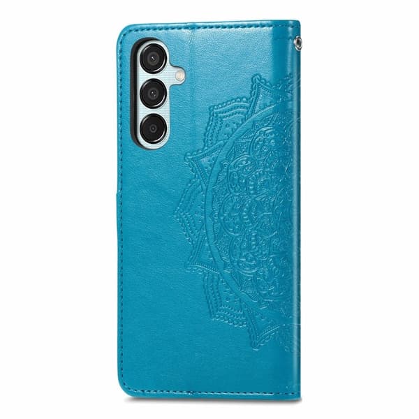 Mandala Samsung Galaxy M15 etui i lær - Blå Blue