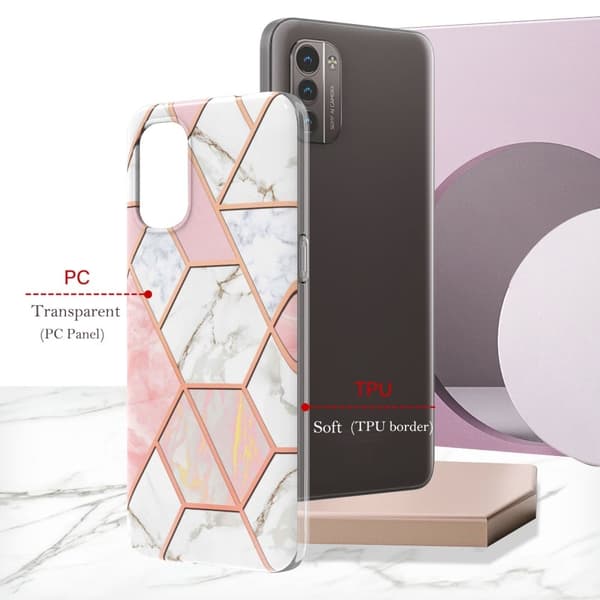Marble design Nokia G11 / Nokia G21 cover - Pink / Hvid Multicolor