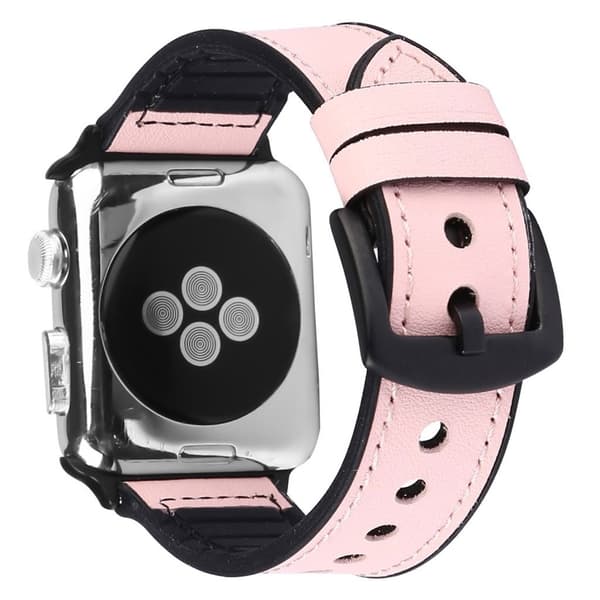 Apple Watch Series 5 40mm ægte læder silikone Urrem - Lyserød Pink