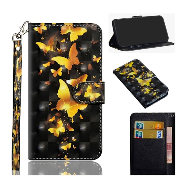 Butterfly läder Motorola Moto E5 Play Go fodral - Guld Guld