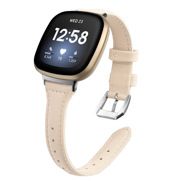 Fitbit Versa 3 T-Shape äkta läder klockarmband - Beige Beige