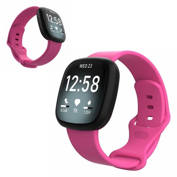 Fitbit Versa 3 / Sense silikon klockarmband - roseröd Size: L Röd