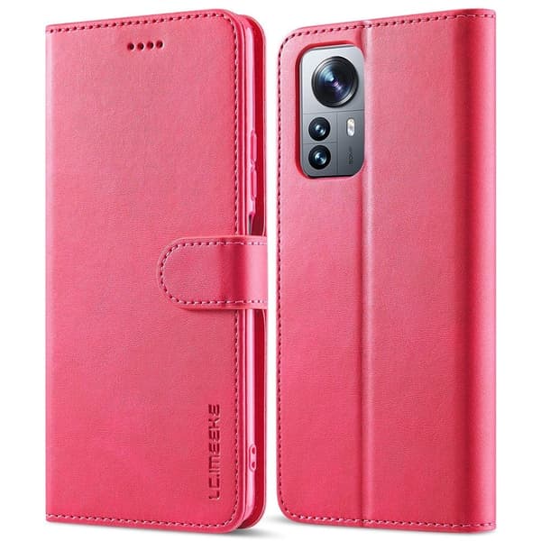 LC.Imeeke läder Xiaomi 12 Pro fodral - Röd Röd