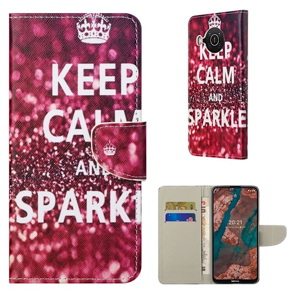 Wonderland Nokia X10 / X20 Läppäkotelo - Keep Calm And Sparkle Red