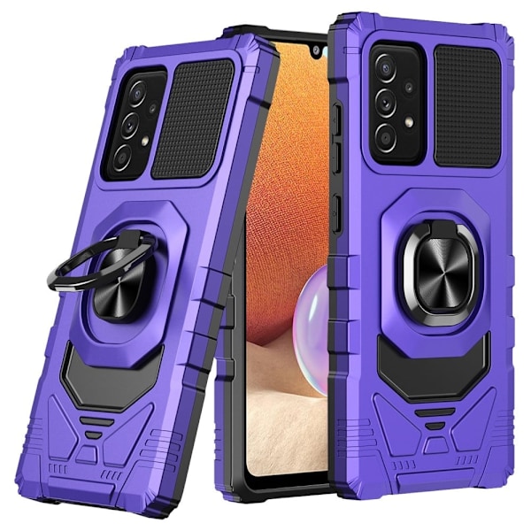 Kestävä kova muovisuojus pehmeällä sisäpuolella ja potkutelineellä Samsung Galaxy A32:lle - Violetti Purple