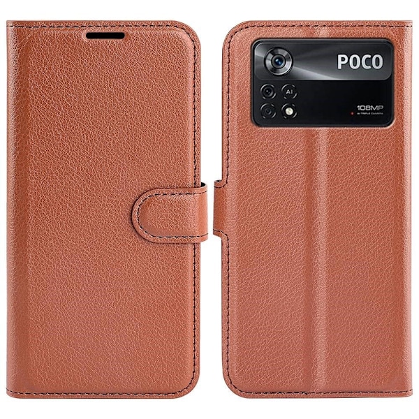 Klassisk Xiaomi Poco X4 Pro 5G flip etui - Brun Brown