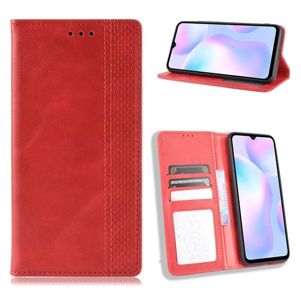 Bofink Vintage Xiaomi Redmi 9A Læder Etui - Rød Red