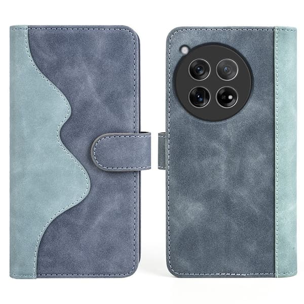 To-farvet OnePlus 12 læderetui - Blå Blue