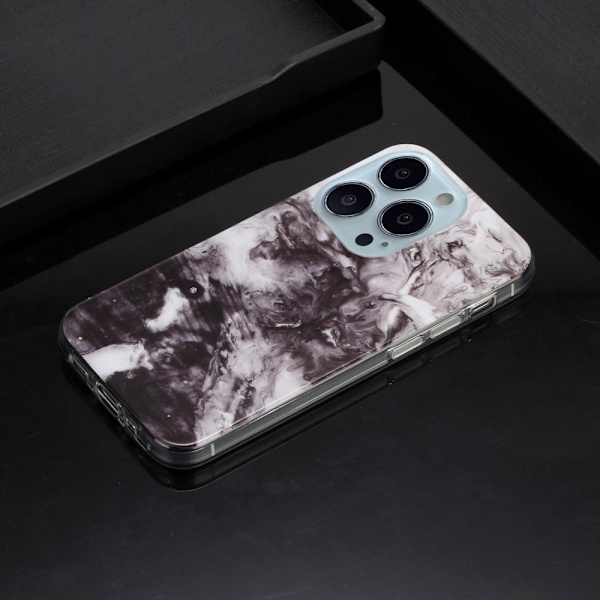 Marble iPhone 14 Pro Suojakotelo - Black White Mix Black