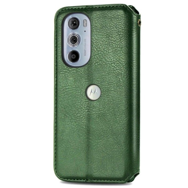 Nahkakotelo With A Stylish Rhombus Imprint For Motorola Edge 30 Pro - Vihreä Green